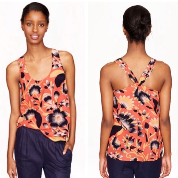 J Crew Twist Back Hibiscus Top - Picture 8 of 8